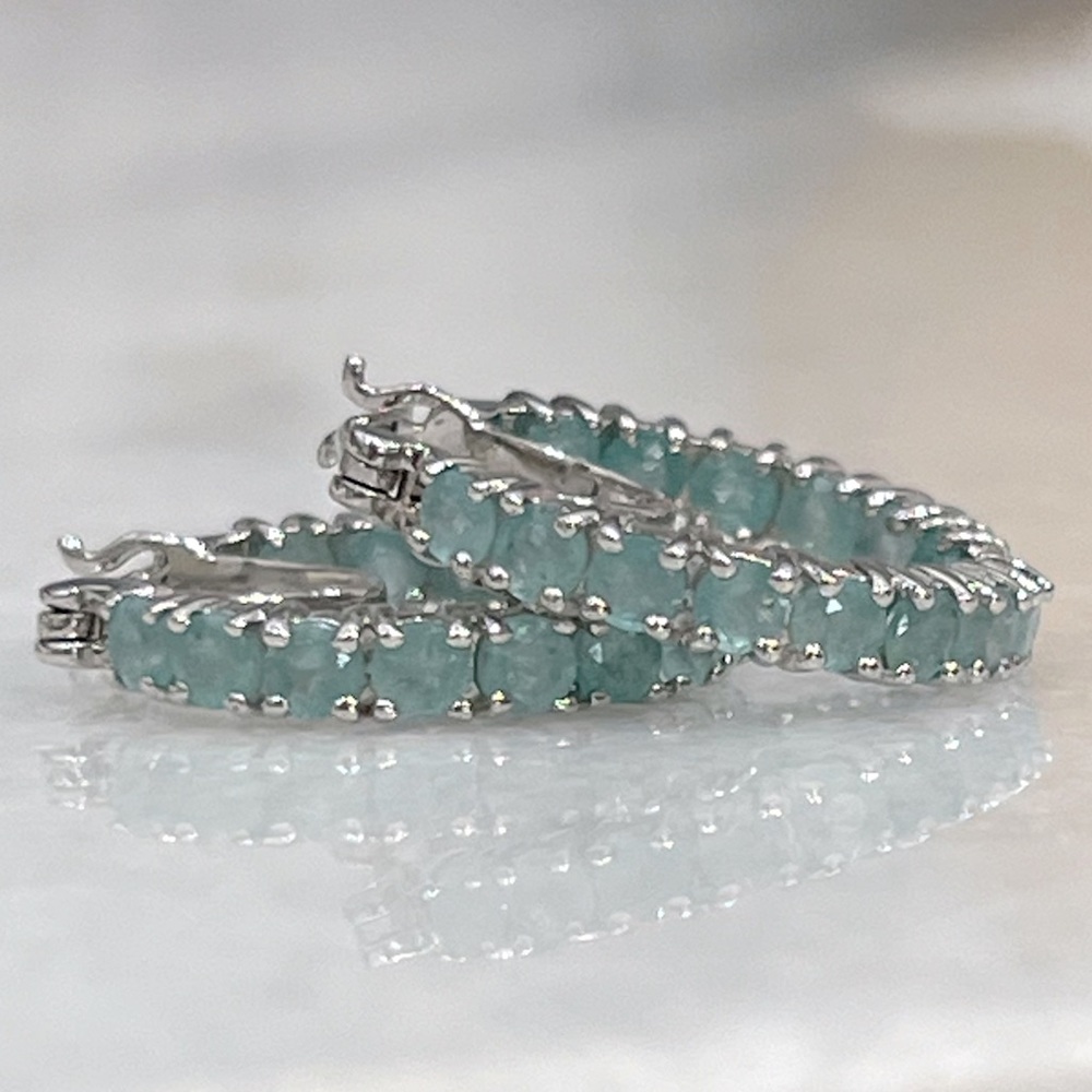 Grandidierite Inside Out Sterling Silver Hoop Earrings